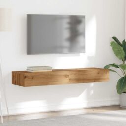 Berkfield Home TV Cabinets with LED Lights 2 pcs Artisan Oak 60x35x15.5 cm in Brown - thumbnail 5