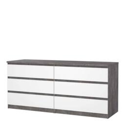 Wyld Haus Budapest Concrete Effect & White Wide Chest of 6 Drawers - thumbnail 4