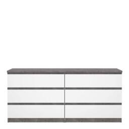 Wyld Haus Budapest Concrete Effect & White Wide Chest of 6 Drawers - thumbnail 3