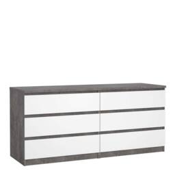 Wyld Haus Budapest Concrete Effect & White Wide Chest of 6 Drawers - thumbnail 2
