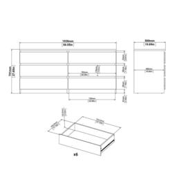 Wyld Haus Budapest Concrete Effect & White Wide Chest of 6 Drawers - thumbnail 8