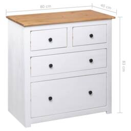 Berkfield Home Sideboard White 80x40x83 cm Pinewood Panama Range - Size: 80 x 40 x 83 cm - thumbnail 9