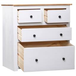 Berkfield Home Sideboard White 80x40x83 cm Pinewood Panama Range - Size: 80 x 40 x 83 cm - thumbnail 3