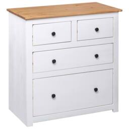 Berkfield Home Sideboard White 80x40x83 cm Pinewood Panama Range - Size: 80 x 40 x 83 cm - thumbnail 4