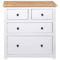 Berkfield Home Sideboard White 80x40x83 cm Pinewood Panama Range - Size: 80 x 40 x 83 cm - thumbnail 6