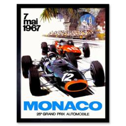 "Artery8 Transport Monaco 25 Grand Prix Automobile 1967 Race Framed Art Print - Size: W12"" x H16""" - thumbnail 1