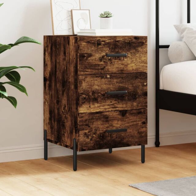 Berkfield Home Bedside Cabinet Smoked Oak 40x40x66 cm Engineered Wood in Brown - Size: 40 x 40 x 66 cm - image 1