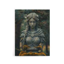 "Artery8 Norse Shield Maiden Warrior Bust Canvas Wall Art Print in Green - Size: W18"" x H24""" - thumbnail 1