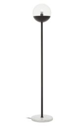 Orsina Gold Finish Metal Floor Lamp With White Marble Base, Metallic Floor Floor Lamp, Ideal For Reading Corners in Black