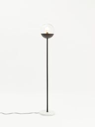 Orsina Gold Finish Metal Floor Lamp With White Marble Base, Metallic Floor Floor Lamp, Ideal For Reading Corners in Black - thumbnail 3