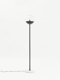 Orsina Gold Finish Metal Floor Lamp With White Marble Base, Metallic Floor Floor Lamp, Ideal For Reading Corners in Black - thumbnail 2