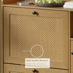 VOGREX Rattan Shoe Storage Cabinet with 3 Flip Drawers & 1 Door, Entryway in Brown - thumbnail 4