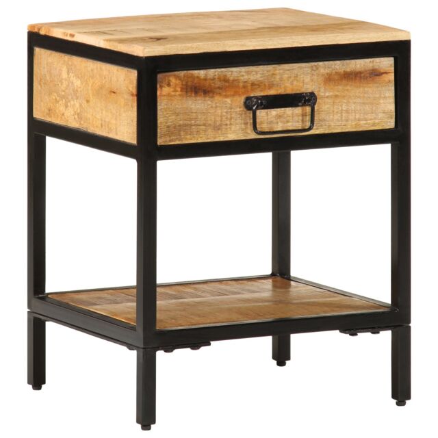 Berkfield Home Bedside Cabinet 40x35x50 cm Solid Wood Rough Mango in Brown - Size: 40 x 35 x 50 cm - image 1