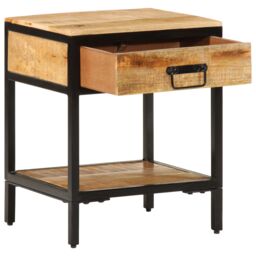 Berkfield Home Bedside Cabinet 40x35x50 cm Solid Wood Rough Mango in Brown - Size: 40 x 35 x 50 cm - thumbnail 2