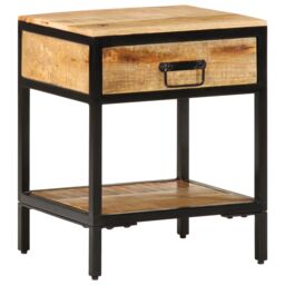 Berkfield Home Bedside Cabinet 40x35x50 cm Solid Wood Rough Mango in Brown - Size: 40 x 35 x 50 cm - thumbnail 1