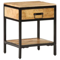 Berkfield Home Bedside Cabinet 40x35x50 cm Solid Wood Rough Mango in Brown - Size: 40 x 35 x 50 cm - thumbnail 3