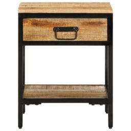 Berkfield Home Bedside Cabinet 40x35x50 cm Solid Wood Rough Mango in Brown - Size: 40 x 35 x 50 cm - thumbnail 5