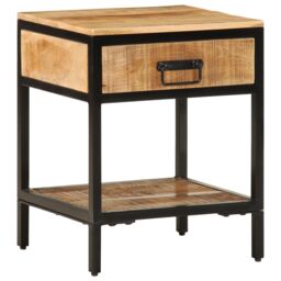 Berkfield Home Bedside Cabinet 40x35x50 cm Solid Wood Rough Mango in Brown - Size: 40 x 35 x 50 cm - thumbnail 4