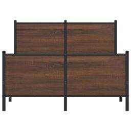 Berkfield Home Metal Bed Frame without Mattress Brown Oak 120x200 cm - Size: Small Double - thumbnail 5