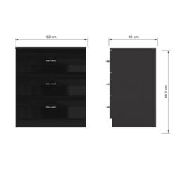 VOGREX Black Gloss 3 Drawer Bedroom Storage Chest - thumbnail 2
