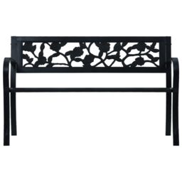 Berkfield Home Garden Bench 125 cm Black Steel - thumbnail 2