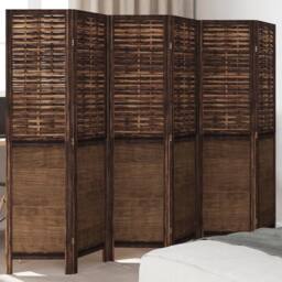 Berkfield Home Room Divider 6 Panels Dark Brown Solid Wood Paulownia - thumbnail 2