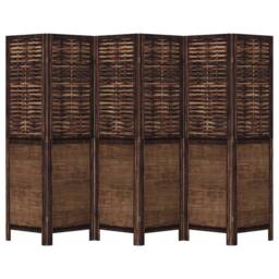 Berkfield Home Room Divider 6 Panels Dark Brown Solid Wood Paulownia - thumbnail 4