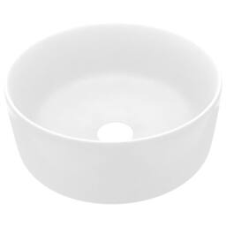Berkfield Home Luxury Wash Basin Round Matt White 40x15 cm Ceramic - thumbnail 1
