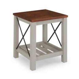 FORGEVIO Cottage Lamp Table Grey Painted Pine Wooden Side Table Storage Shelf - thumbnail 6