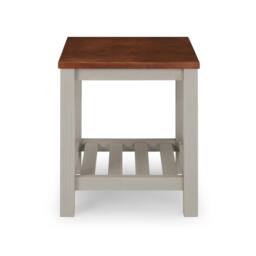 FORGEVIO Cottage Lamp Table Grey Painted Pine Wooden Side Table Storage Shelf - thumbnail 5
