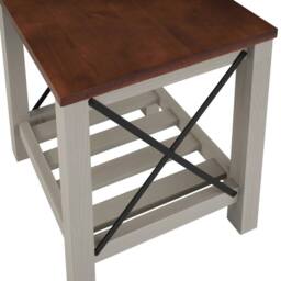 FORGEVIO Cottage Lamp Table Grey Painted Pine Wooden Side Table Storage Shelf - thumbnail 3