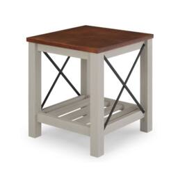 FORGEVIO Cottage Lamp Table Grey Painted Pine Wooden Side Table Storage Shelf - thumbnail 4