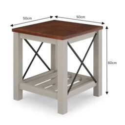 FORGEVIO Cottage Lamp Table Grey Painted Pine Wooden Side Table Storage Shelf - thumbnail 2