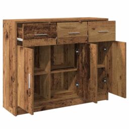 Berkfield Home Sideboard Old Wood 91x28x75 cm Engineered Wood in Brown - Size: 91 x 28 x 75 cm - thumbnail 5