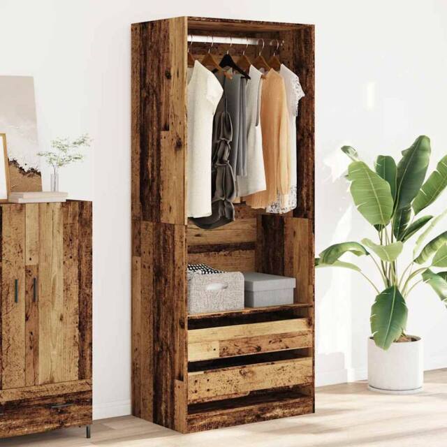 Berkfield Home Wardrobe Old Wood 80x50x200 cm Engineered Wood in Brown - Size: 80 x 50 x 200 cm - image 1