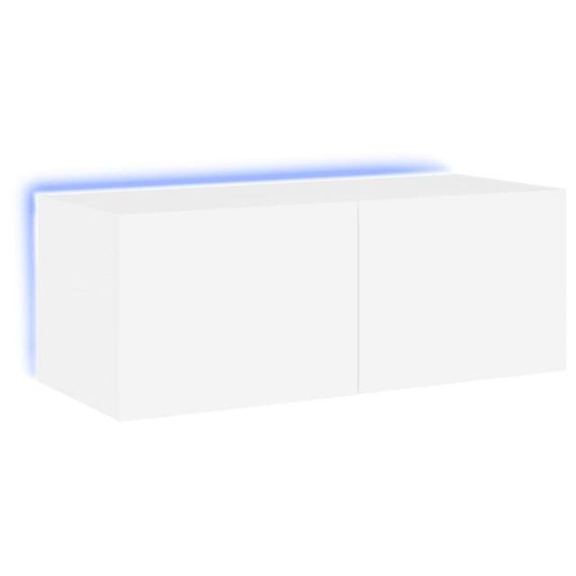 Berkfield Home TV Wall Cabinet with LED Lights White 80x35x31 cm - Size: 80 x 35 x 31 cm - image 1