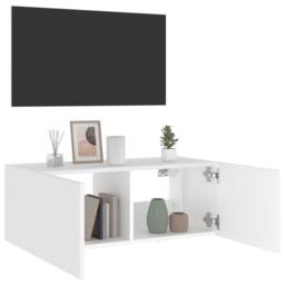 Berkfield Home TV Wall Cabinet with LED Lights White 80x35x31 cm - Size: 80 x 35 x 31 cm - thumbnail 6