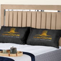 UK Bed Furniture Chrome Edge Gas Lift Storage Upholstered Bed With 48-inch Headboard in Beige - Size: King - thumbnail 2