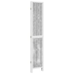 Berkfield Home Room Divider 4 Panels White Solid Wood Paulownia - thumbnail 5
