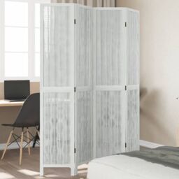 Berkfield Home Room Divider 4 Panels White Solid Wood Paulownia - thumbnail 1