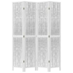 Berkfield Home Room Divider 4 Panels White Solid Wood Paulownia - thumbnail 4