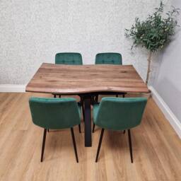 KOSY KOALA 4 Seater Rustic Brown Dining Table Set with 4 Green Velvet Chairs - thumbnail 5