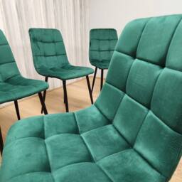 KOSY KOALA 4 Seater Rustic Brown Dining Table Set with 4 Green Velvet Chairs - thumbnail 9