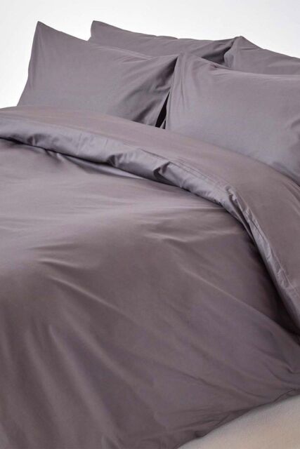 Homescapes Egyptian Cotton Duvet Cover with Pillowcase, 200 TC in Dark Grey - Size: King - image 1