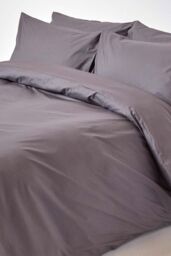 Homescapes Egyptian Cotton Duvet Cover with Pillowcase, 200 TC in Dark Grey - Size: King - thumbnail 1
