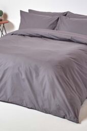 Homescapes Egyptian Cotton Duvet Cover with Pillowcase, 200 TC in Dark Grey - Size: King - thumbnail 2