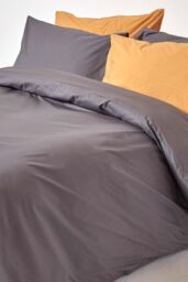 Homescapes Egyptian Cotton Duvet Cover with Pillowcase, 200 TC in Dark Grey - Size: King - thumbnail 5