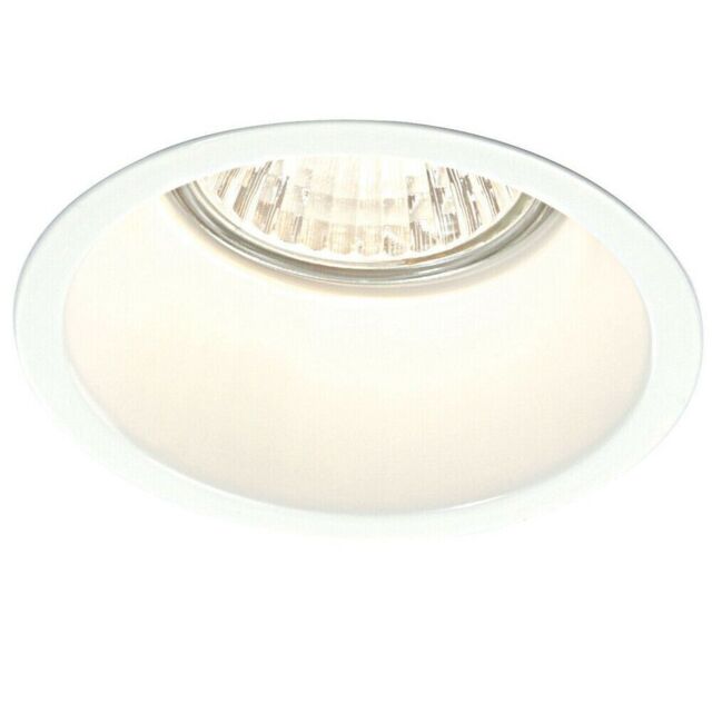 Loops Fixed Round Recess Ceiling Down Light Gloss White Sunken Flush GU10 Lamp Holder - image 1
