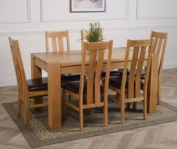 Thats Furniture Kuba 150 x 85 cm Chunky Medium Oak Dining Table & 6 Princeton Chairs in Brown - thumbnail 3