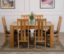 Thats Furniture Kuba 150 x 85 cm Chunky Medium Oak Dining Table & 6 Princeton Chairs in Brown - thumbnail 2